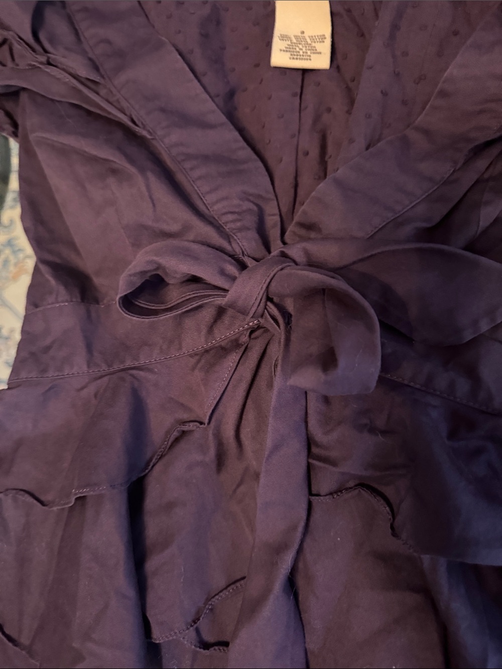 Vintage elevenses Plum Tie-Front Ruffle Peplum Blouse - Picture 3 of 6